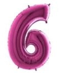 Alti Rakam Pembe Fusya Folyo Balon 40 Inch 100Cm