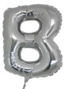 B Harfi Gumus Gri Folya Balon 14 Inc 38 Cm