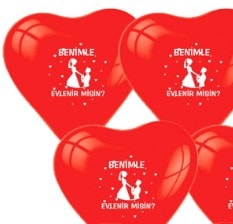 Benimle Evlenirmisin Kalp Kirmizi Balon