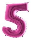 Bes Rakam Pembe Fusya Folyo Balon 40 Inch 100Cm