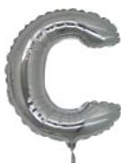 C Harfi Gumus Gri Folya Balon 14 Inc 38 Cm