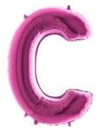 C Harfi Pembe Fusya Folyo Balon 40 Inch 100Cm