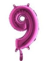 Dokuz Fusya Ruby Rakam Numara Balon 14 Inc Folyo Balon