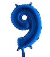Dokuz Mavi Rakam Numara Balon 14 Inc Folyo Balon
