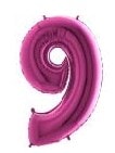 Dokuz Rakam Pembe Fusya Folyo Balon 40 Inch 100Cm