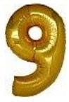 Dokuz Rakam Sari Gold Altin Folyo Balon 40 Inch 100Cm