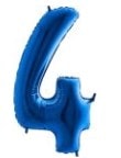 Dort Rakam Mavi Folyo Balon 40 Inch 100Cm