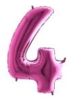 Dort Rakam Pembe Fusya Folyo Balon 40 Inch 100Cm