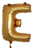 E Harfi Altin Gold Folya Balon 14 Inc 38 Cm