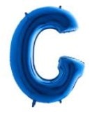 G Harfi Mavi Folyo Balon 40 Inch 100Cm