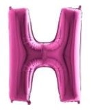 H Harfi Pembe Fusya Folyo Balon 40 Inch 100Cm