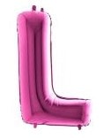 L Harfi Pembe Fusya Folyo Balon 40 Inch 100Cm