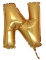 N Harfi Altin Gold Folya Balon 14 Inc 38 Cm
