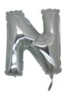 N Harfi Gumus Gri Folya Balon 14 Inc 38 Cm