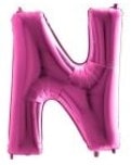 N Harfi Pembe Fusya Folyo Balon 40 Inch 100Cm