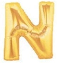 N Harfi Sari Gold Altin Folyo Balon 40 Inch 100Cm
