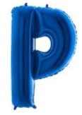P Harfi Mavi Folyo Balon 40 Inch 100Cm