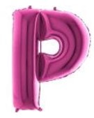 P Harfi Pembe Fusya Folyo Balon 40 Inch 100Cm