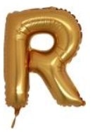 R Harfi Altin Gold Folya Balon 14 Inc 38 Cm