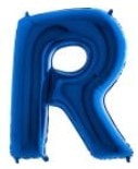 R Harfi Mavi Folyo Balon 40 Inch 100Cm