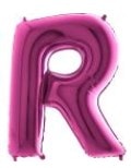 R Harfi Pembe Fusya Folyo Balon 40 Inch 100Cm