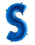 S Harfi Mavi Folyo Balon 40 Inch 100Cm