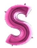 S Harfi Pembe Fusya Folyo Balon 40 Inch 100Cm