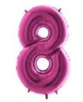 Sekiz Rakam Pembe Fusya Folyo Balon 40 Inch 100Cm