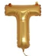 T Harfi Altin Gold Folya Balon 14 Inc 38 Cm