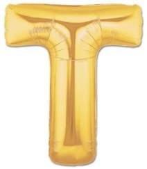 T Harfi Sari Gold Altin Folyo Balon 40 Inch 100Cm