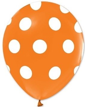 Turuncu Zemine Beyaz Puantiyeli Balon