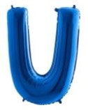 U Harfi Mavi Folyo Balon 40 Inch 100Cm