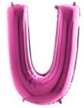 U Harfi Pembe Fusya Folyo Balon 40 Inch 100Cm