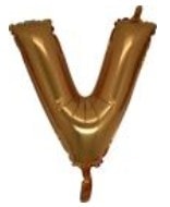 V Harfi Altin Gold Folya Balon 14 Inc 38 Cm
