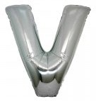 V Harfi Gumus Folyo Balon 40 Inch 100Cm