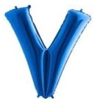 V Harfi Mavi Folyo Balon 40 Inch 100Cm
