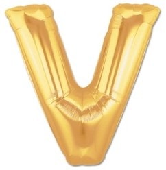 V Harfi Sari Gold Altin Folyo Balon 40 Inch 100Cm