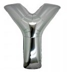 Y Harfi Gumus Folyo Balon 40 Inch 100Cm