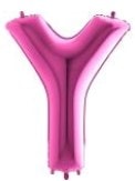 Y Harfi Pembe Fusya Folyo Balon 40 Inch 100Cm