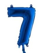 Yedi Mavi Rakam Numara Balon 14 Inc Folyo Balon