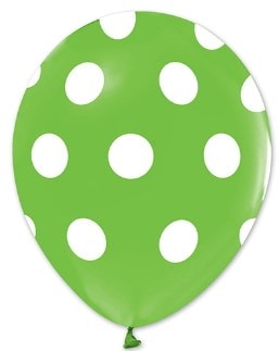 Yesil Zemine Beyaz Puantiyeli Balon